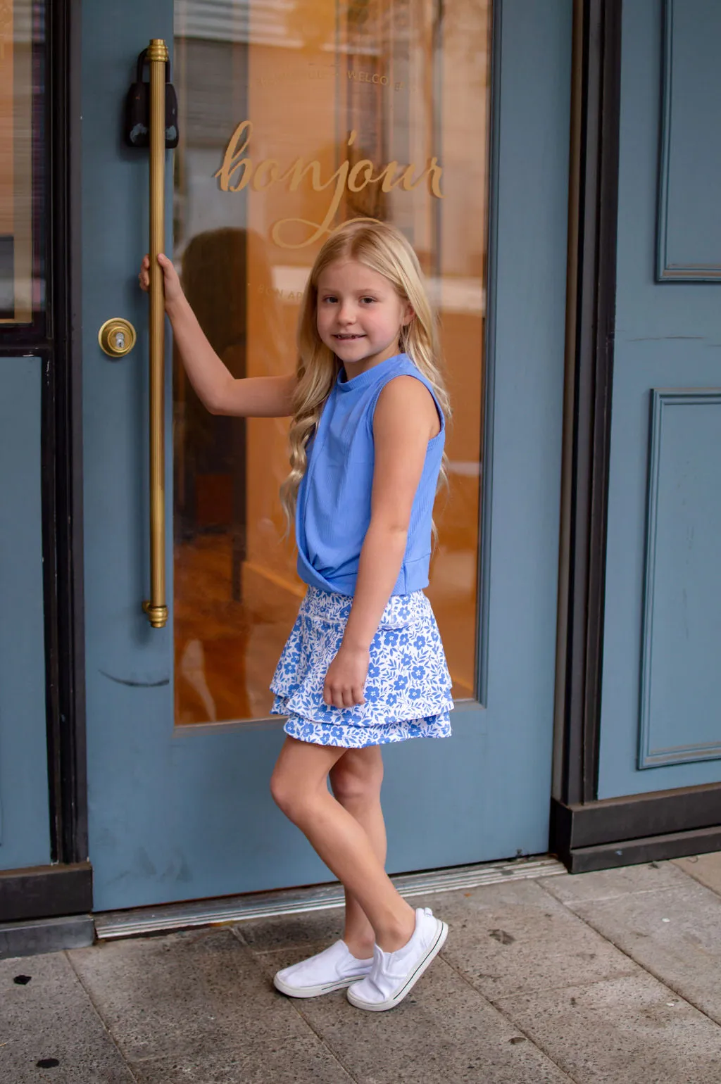 Crop Knot Tank - French Blue