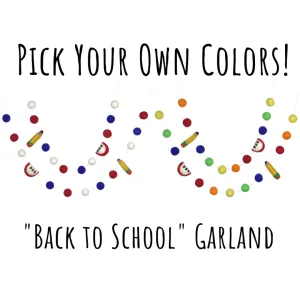 Custom Back to School Garland- PICK YOUR COLORS- Apples & Pencils