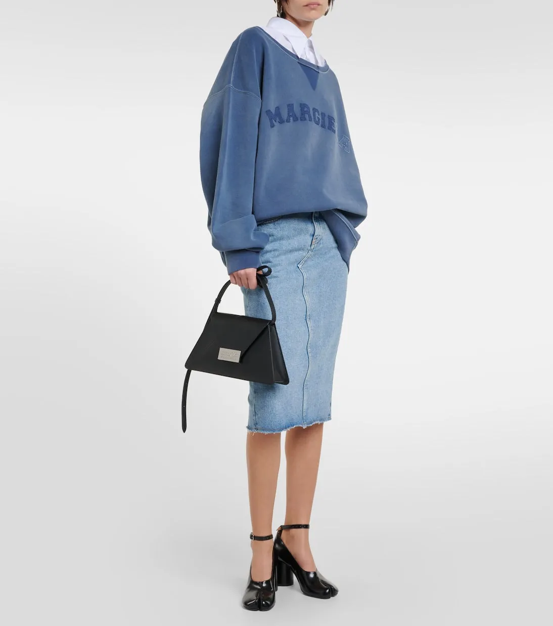 Denim midi skirt Mm6 Maison Margiela, blue