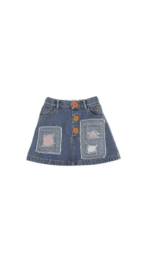 Denim Patch Skirt