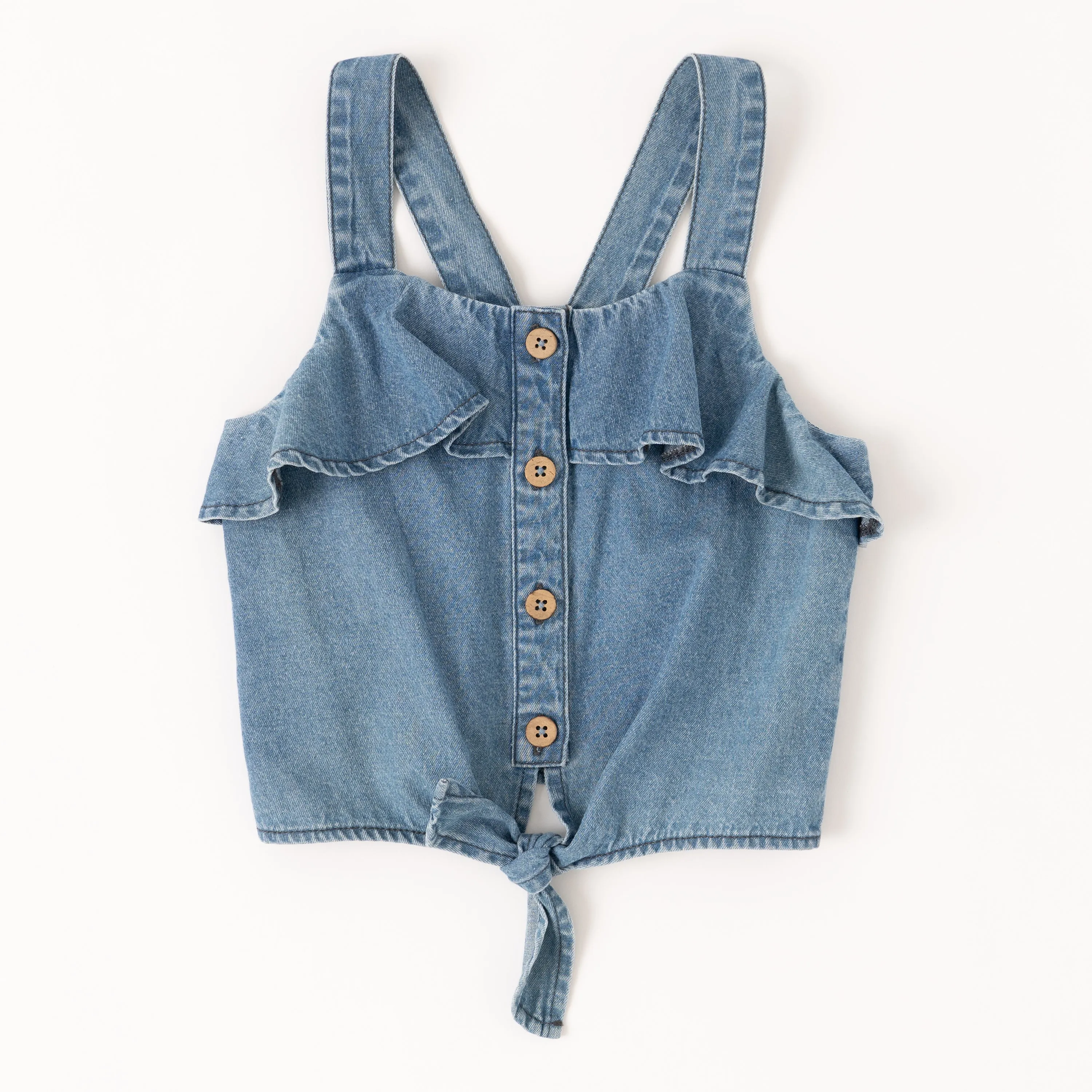 Denim Ruffle Yoke Top