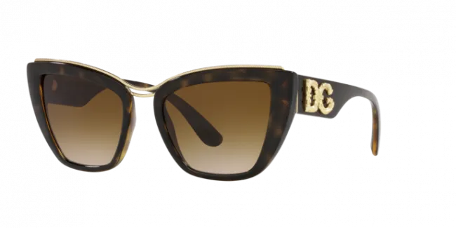 Dolce & Gabbana Cat Eye Havana Frame - Gradient Brown Lens - Non Polarized Sunglasses