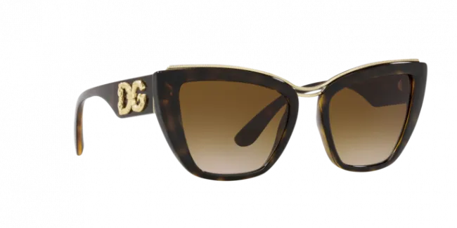 Dolce & Gabbana Cat Eye Havana Frame - Gradient Brown Lens - Non Polarized Sunglasses