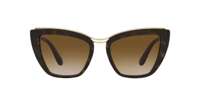 Dolce & Gabbana Cat Eye Havana Frame - Gradient Brown Lens - Non Polarized Sunglasses