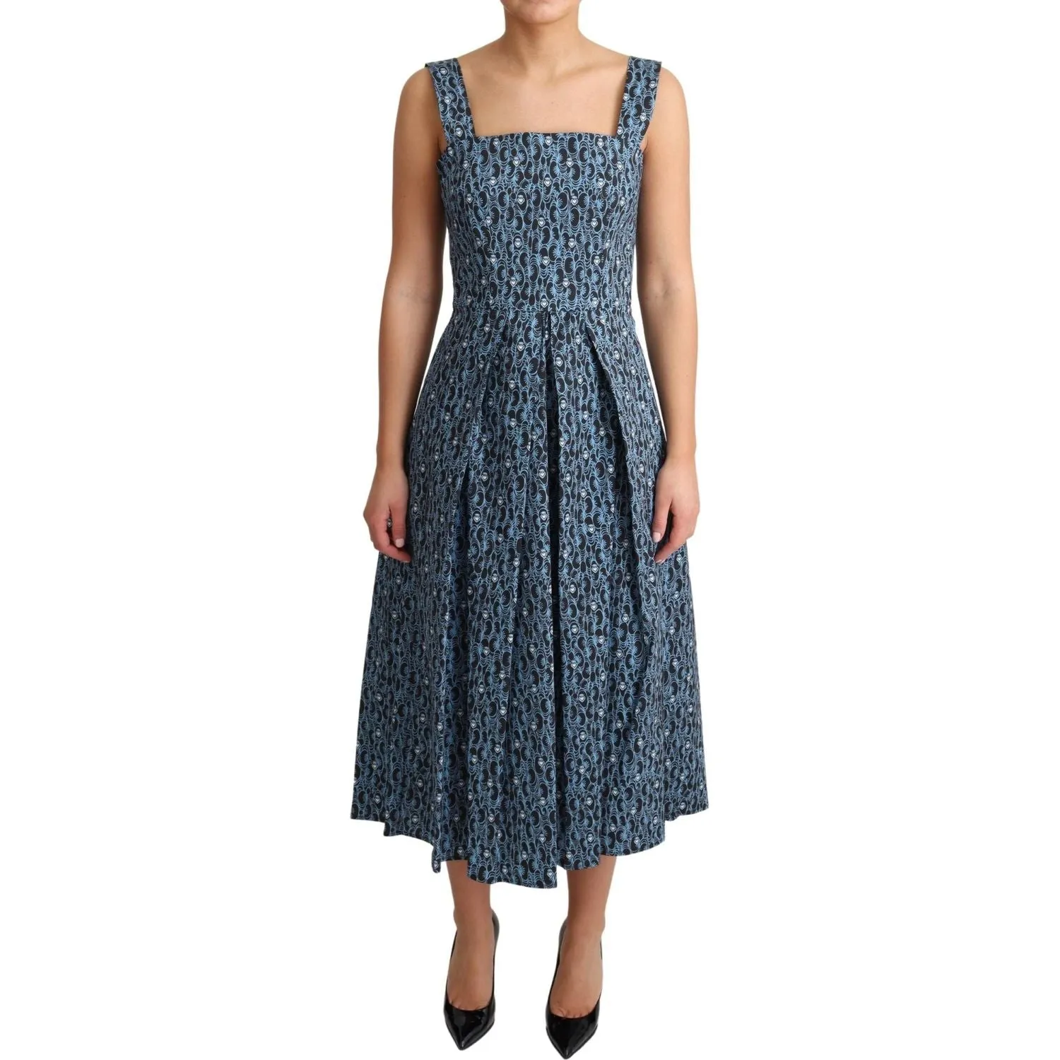 Dolce & Gabbana Elegant Sleeveless A-line Blue Heart Dress