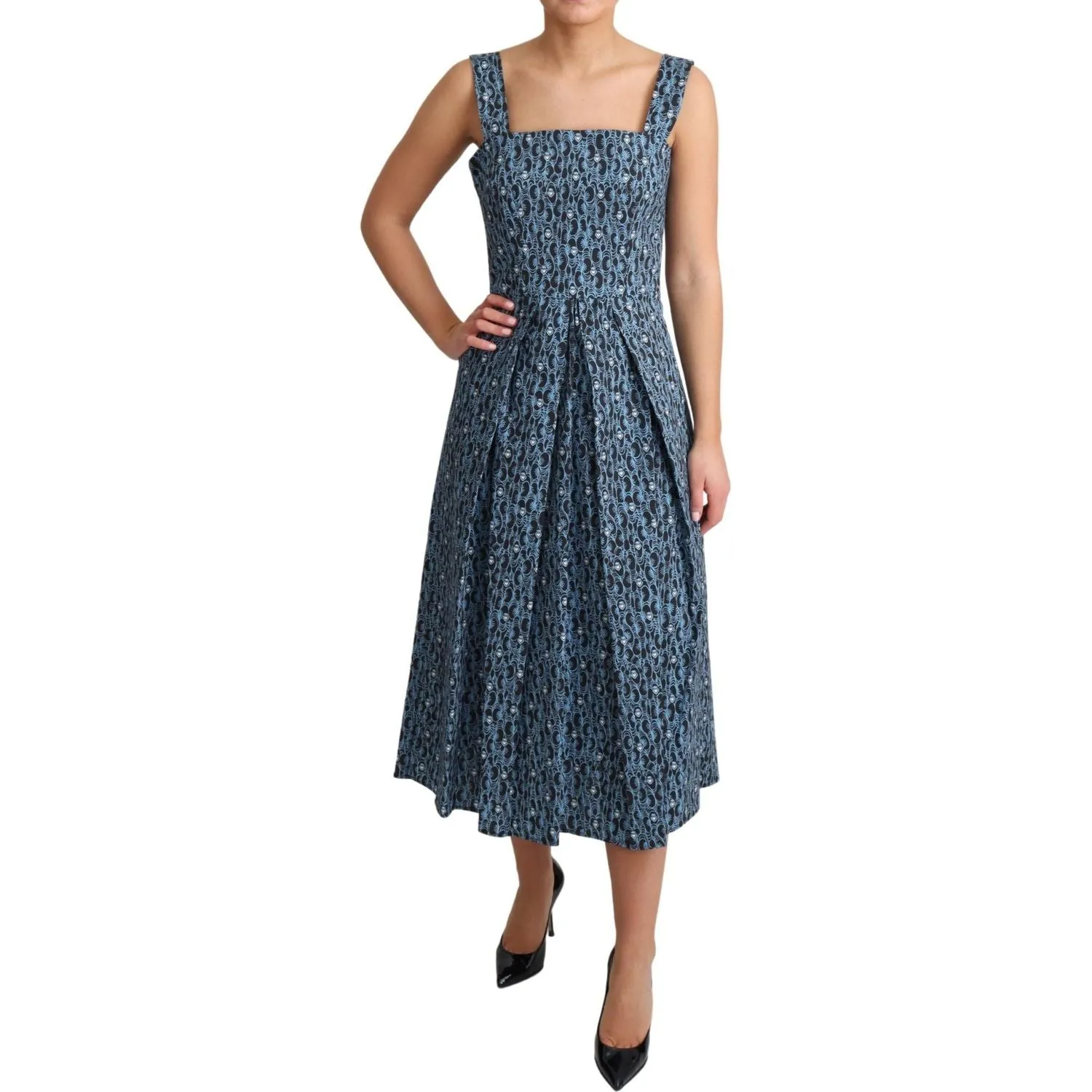 Dolce & Gabbana Elegant Sleeveless A-line Blue Heart Dress