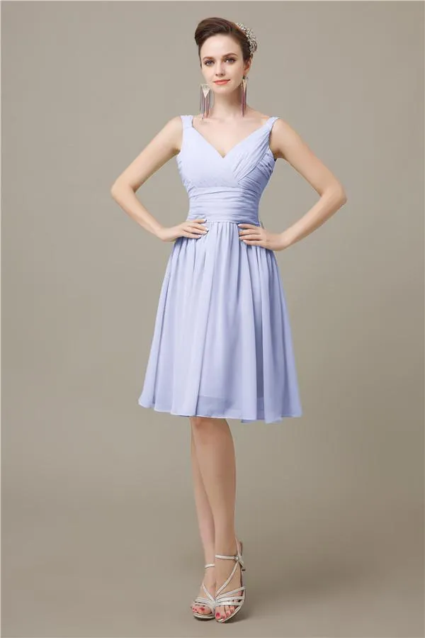 Elegant V-neck  A-line Knee-Length Bridesmaid Dresses