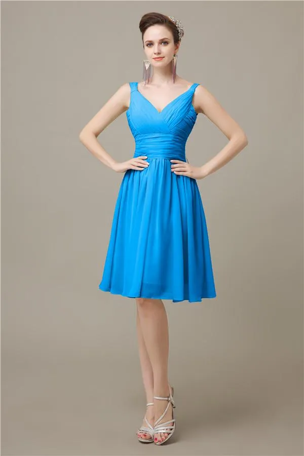 Elegant V-neck  A-line Knee-Length Bridesmaid Dresses