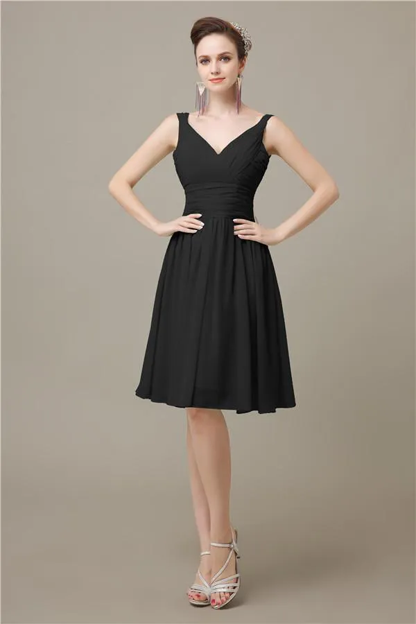 Elegant V-neck  A-line Knee-Length Bridesmaid Dresses