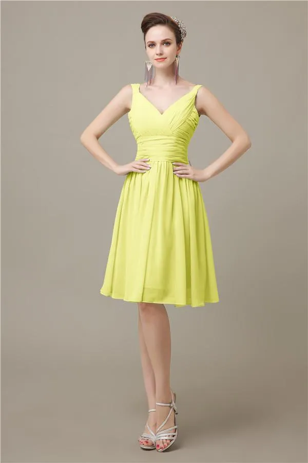 Elegant V-neck  A-line Knee-Length Bridesmaid Dresses