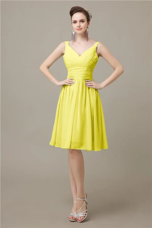 Elegant V-neck  A-line Knee-Length Bridesmaid Dresses