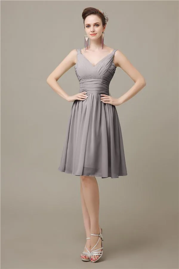 Elegant V-neck  A-line Knee-Length Bridesmaid Dresses