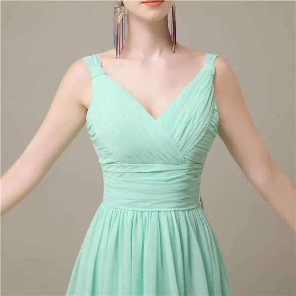 Elegant V-neck  A-line Knee-Length Bridesmaid Dresses