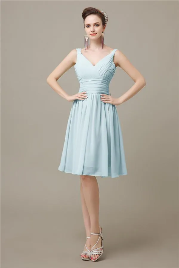 Elegant V-neck  A-line Knee-Length Bridesmaid Dresses