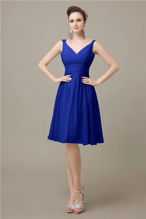 Elegant V-neck  A-line Knee-Length Bridesmaid Dresses