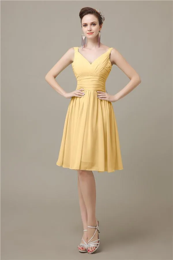 Elegant V-neck  A-line Knee-Length Bridesmaid Dresses