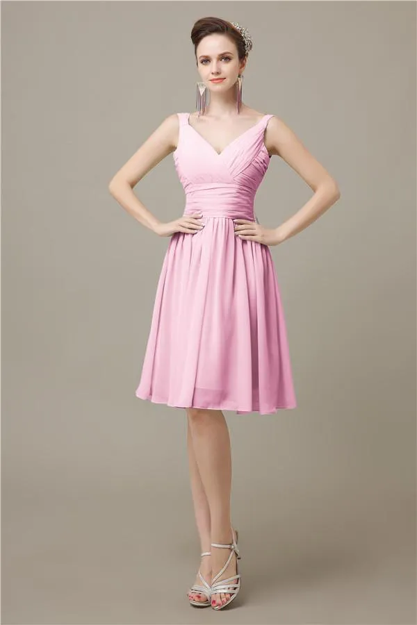 Elegant V-neck  A-line Knee-Length Bridesmaid Dresses