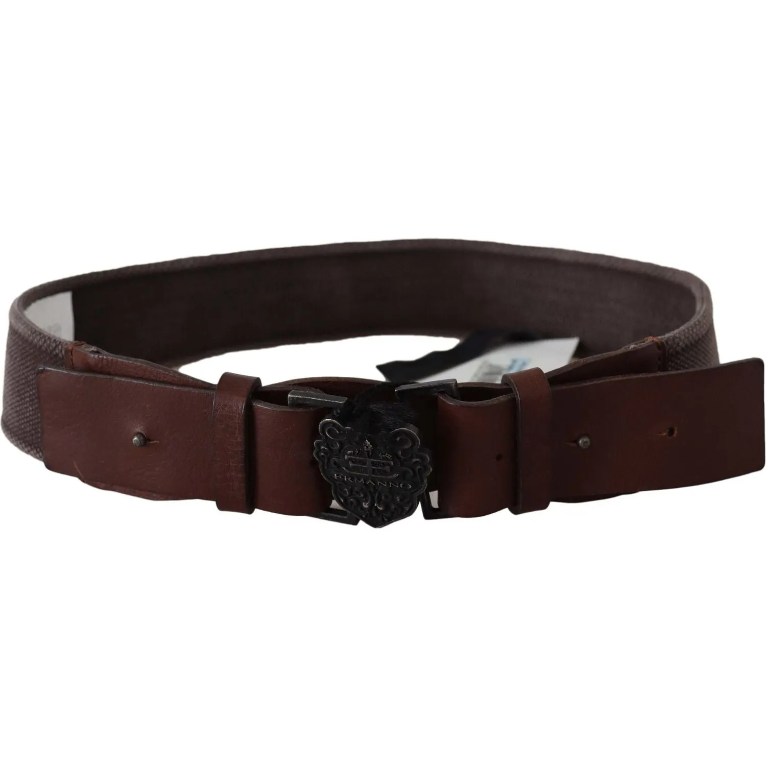 Ermanno Scervino Classic Dark Brown Leather Belt with Logo Buckle