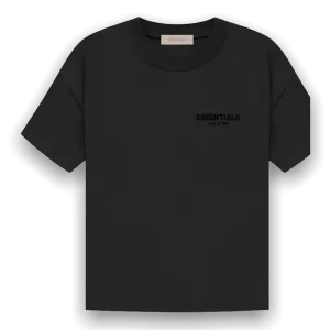 Essentials Short Sleeve Cotton Stretch Limo Black T-Shirt (Felt Lettering)