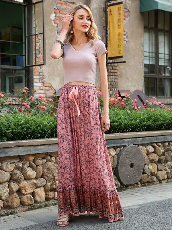 Fashion Printed Elasticity Waist Skirts Bottom