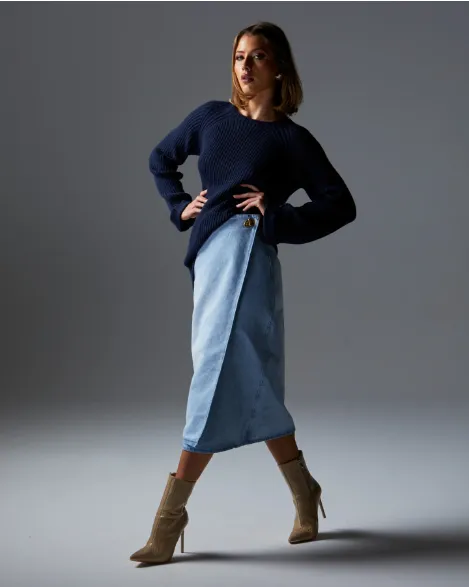 Fate Becker Flight Denim Wrap Skirt