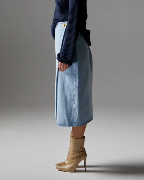 Fate Becker Flight Denim Wrap Skirt