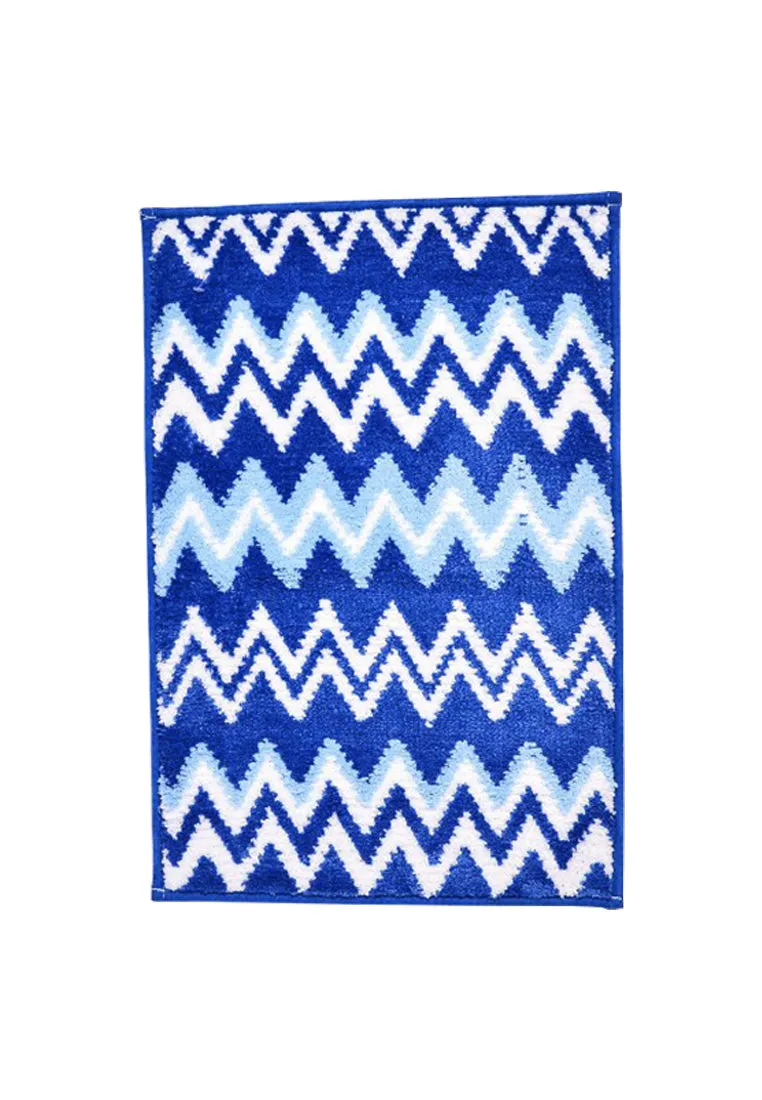 Furry Doormat 3-Tone Zigzag Design PVC Backing