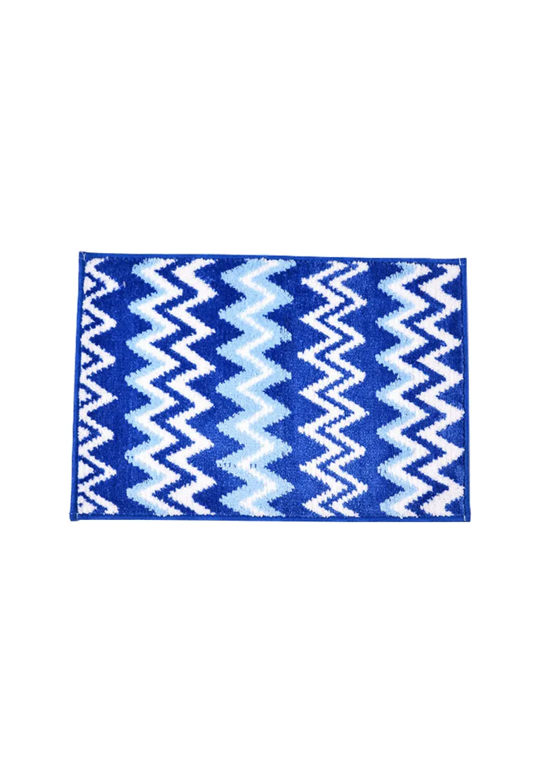 Furry Doormat 3-Tone Zigzag Design PVC Backing