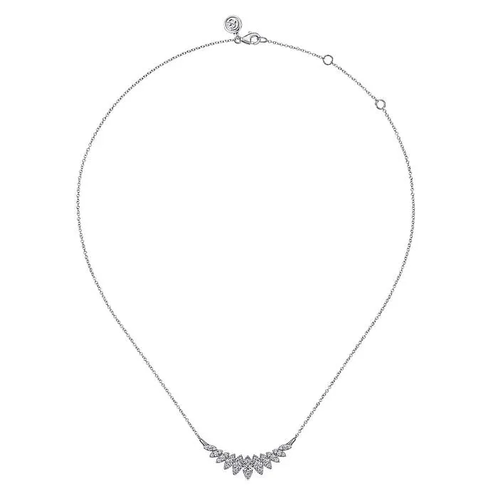 Gabriel & Co. Lasso Collection Diamond Marquise Bar Necklace in 14K White Gold