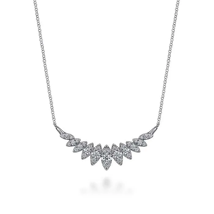 Gabriel & Co. Lasso Collection Diamond Marquise Bar Necklace in 14K White Gold