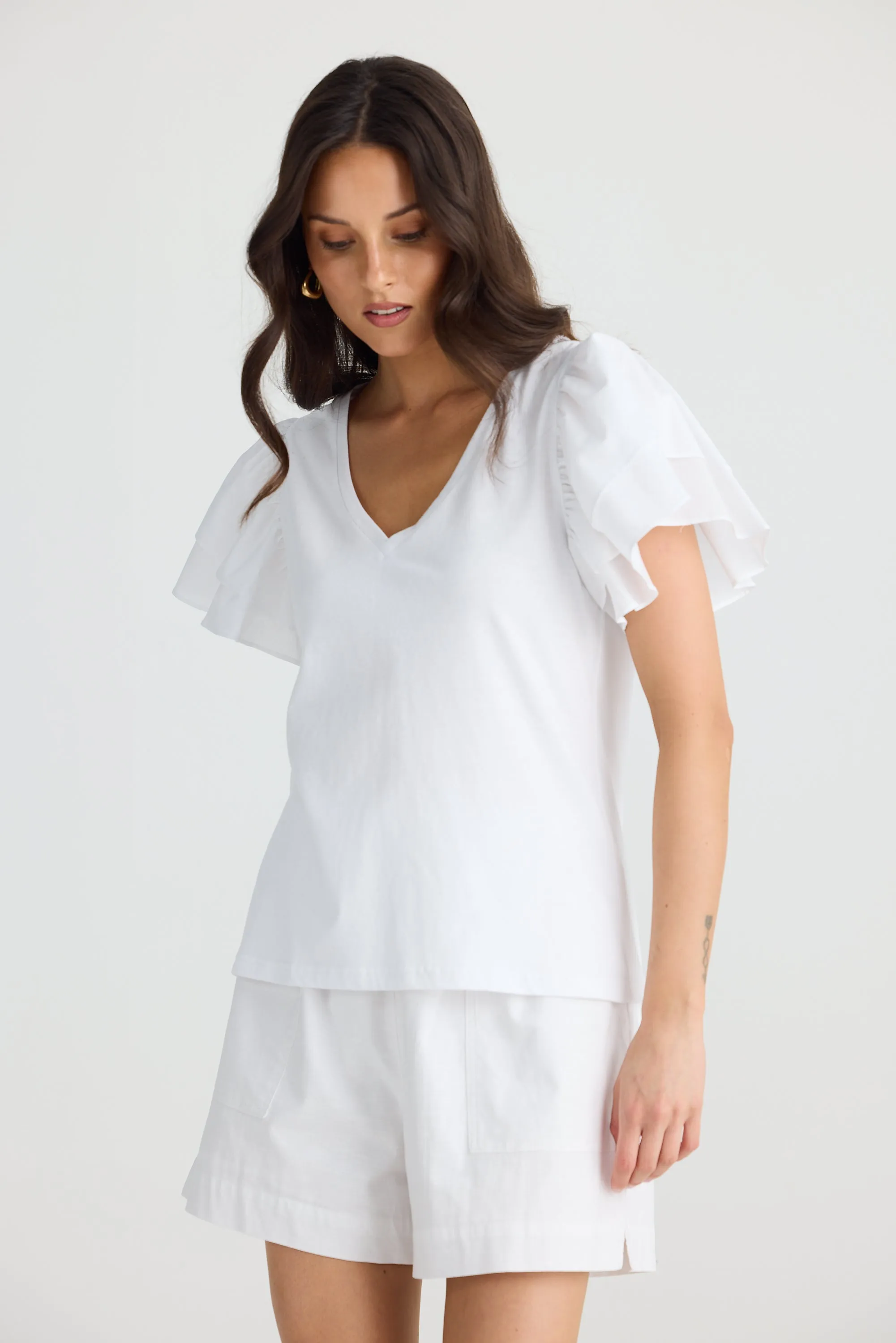 Gigi Vneck Tee - White