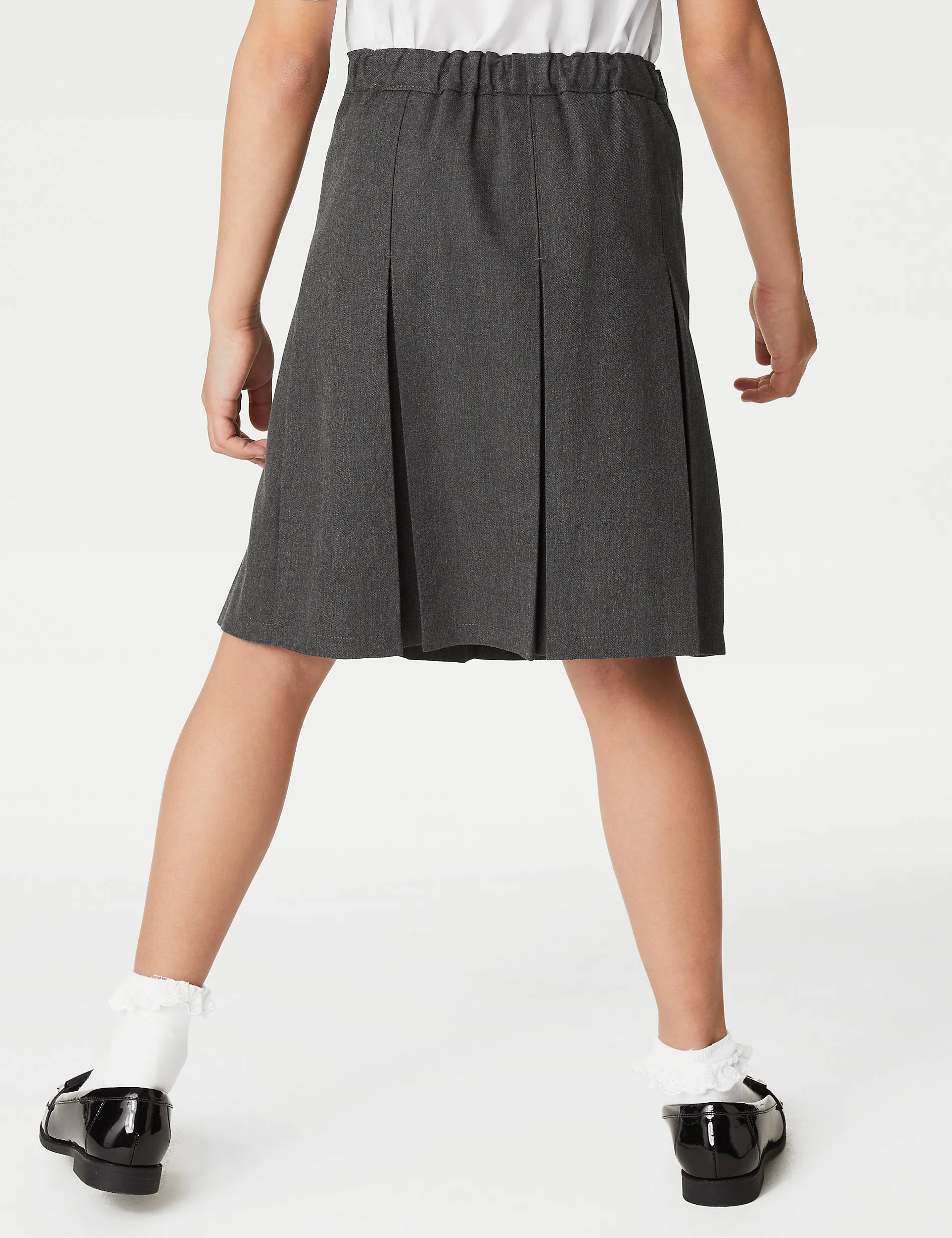 Girls' (2-18 years) Fitted School Skirt with Permanent Pleats Marks & Spencer grey