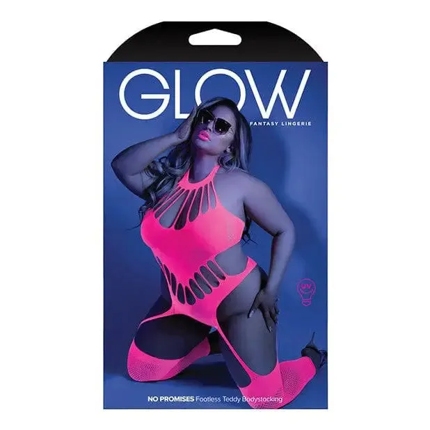 Glow 'No Promises' Black Light Footless Teddy Bodystocking by Fantasy Lingerie