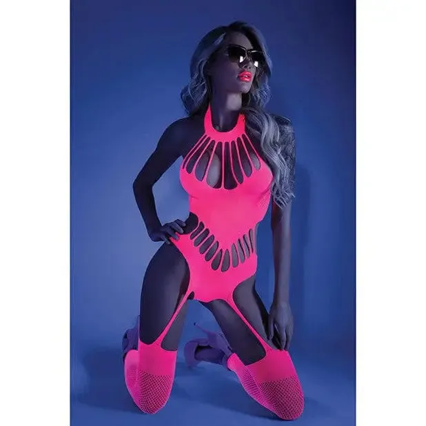 Glow 'No Promises' Black Light Footless Teddy Bodystocking by Fantasy Lingerie