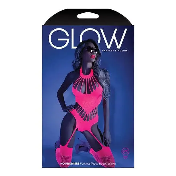 Glow 'No Promises' Black Light Footless Teddy Bodystocking by Fantasy Lingerie