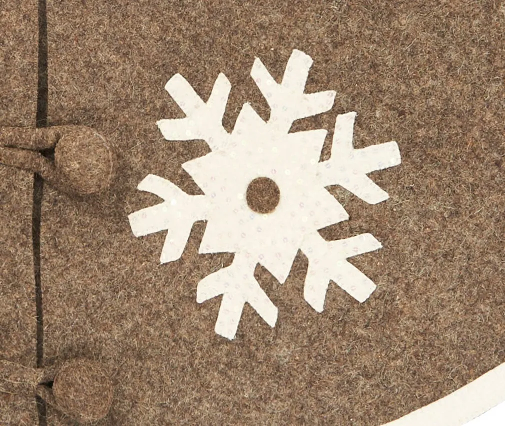 Handmade Christmas Tree Skirt in Felt - Snowflakes on Gray  - 60"