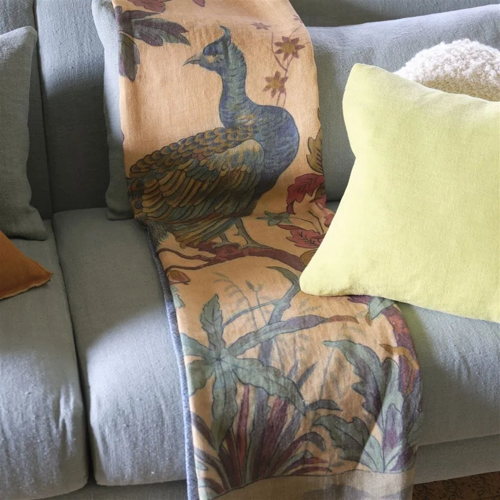 John Derian Peacock Toile Sepia Throw