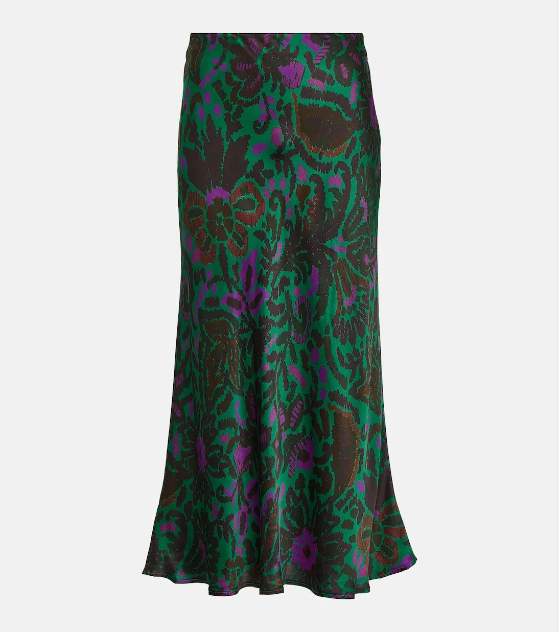 Kaiya Velvet Printed Satin Midi Skirt, Multicolor