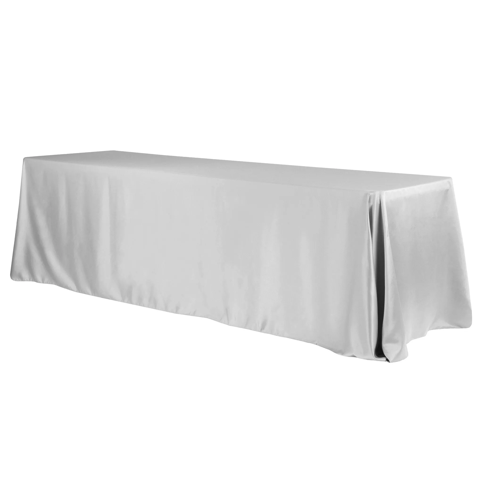 Lamour Satin 90"x132" Rectangular Oblong Tablecloth - Gray/Silver