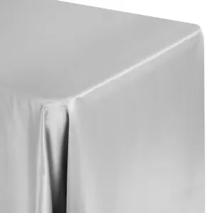 Lamour Satin 90"x132" Rectangular Oblong Tablecloth - Gray/Silver