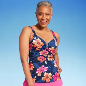 Lands' End Women's Floral Tankini Tank Top Swimwear Underwire Swimsuit UPF 50 