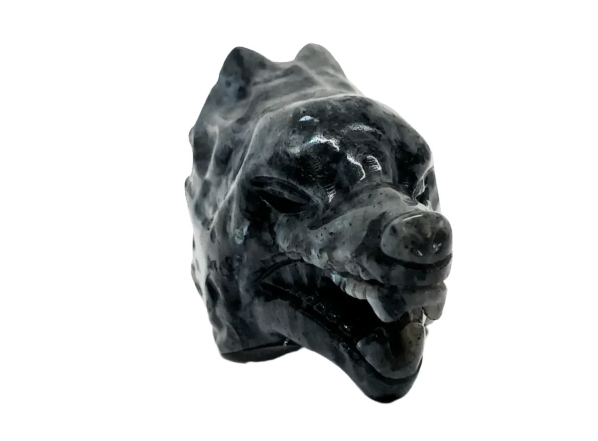 Larvikite Crystal Wolf Head Small Carving