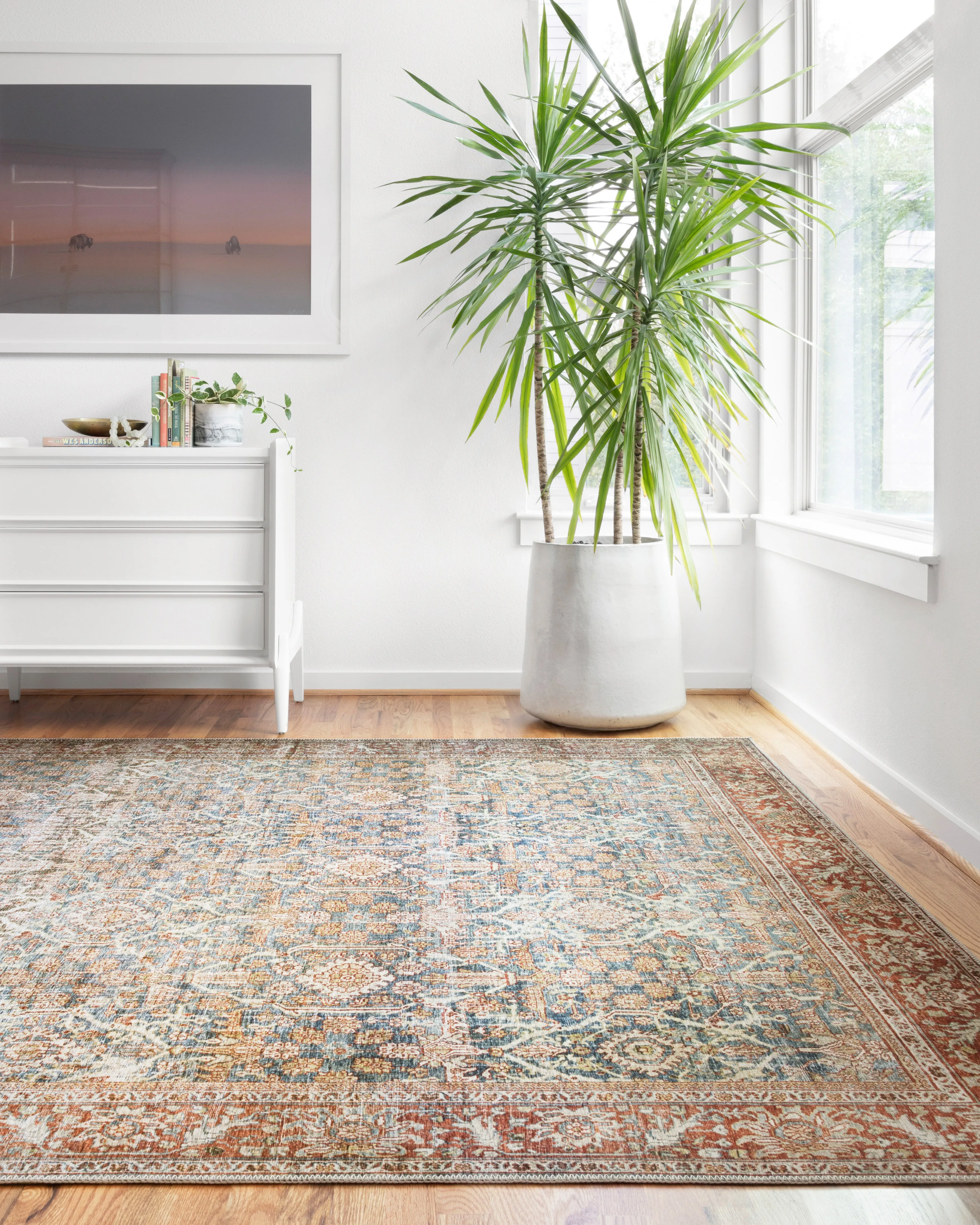 Layla Rug in Ocean & Rust