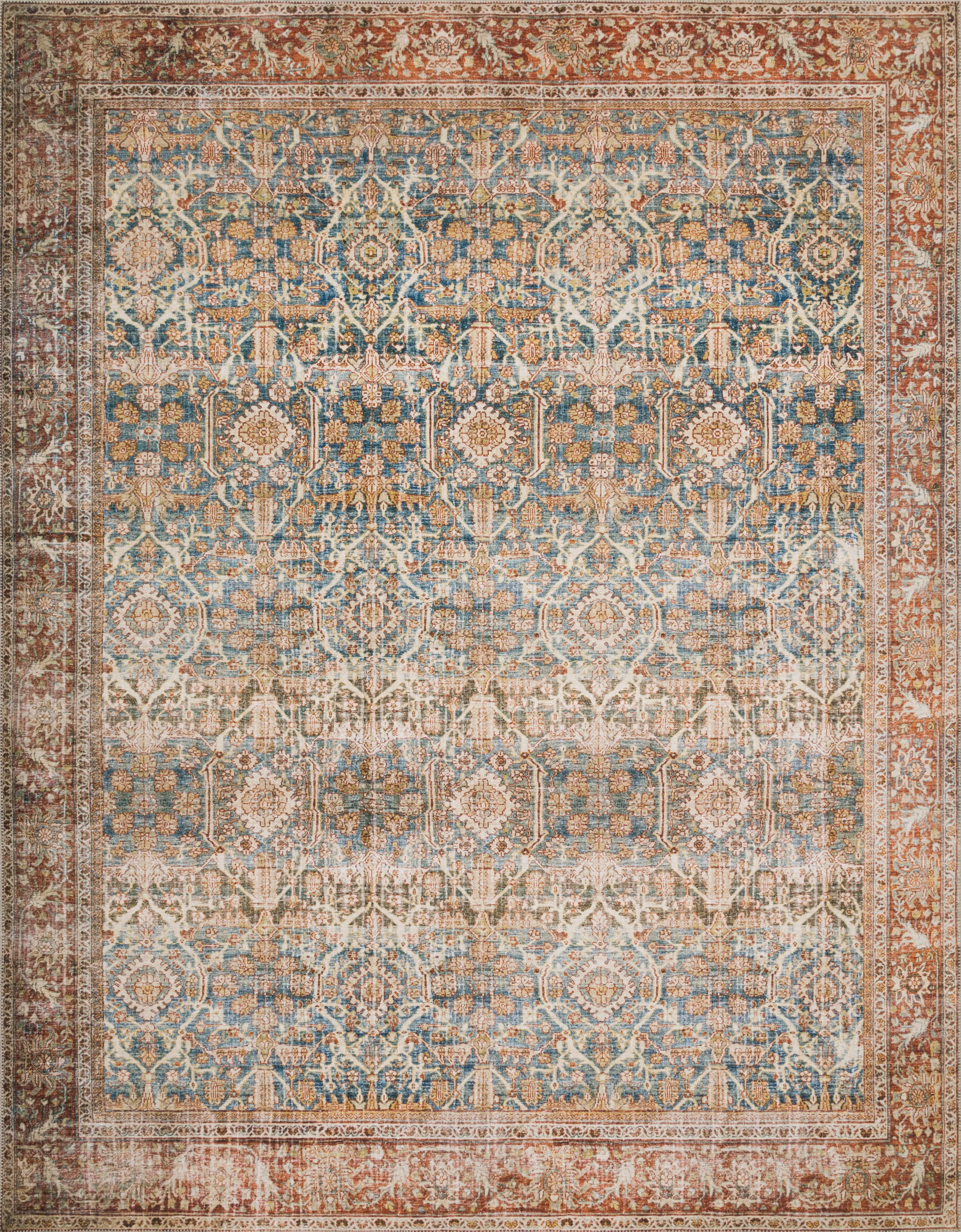 Layla Rug in Ocean & Rust