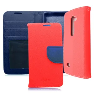 LG LEON/TRIBUTE 2/C40 BLUE/RED LEATHER WALLET CASE