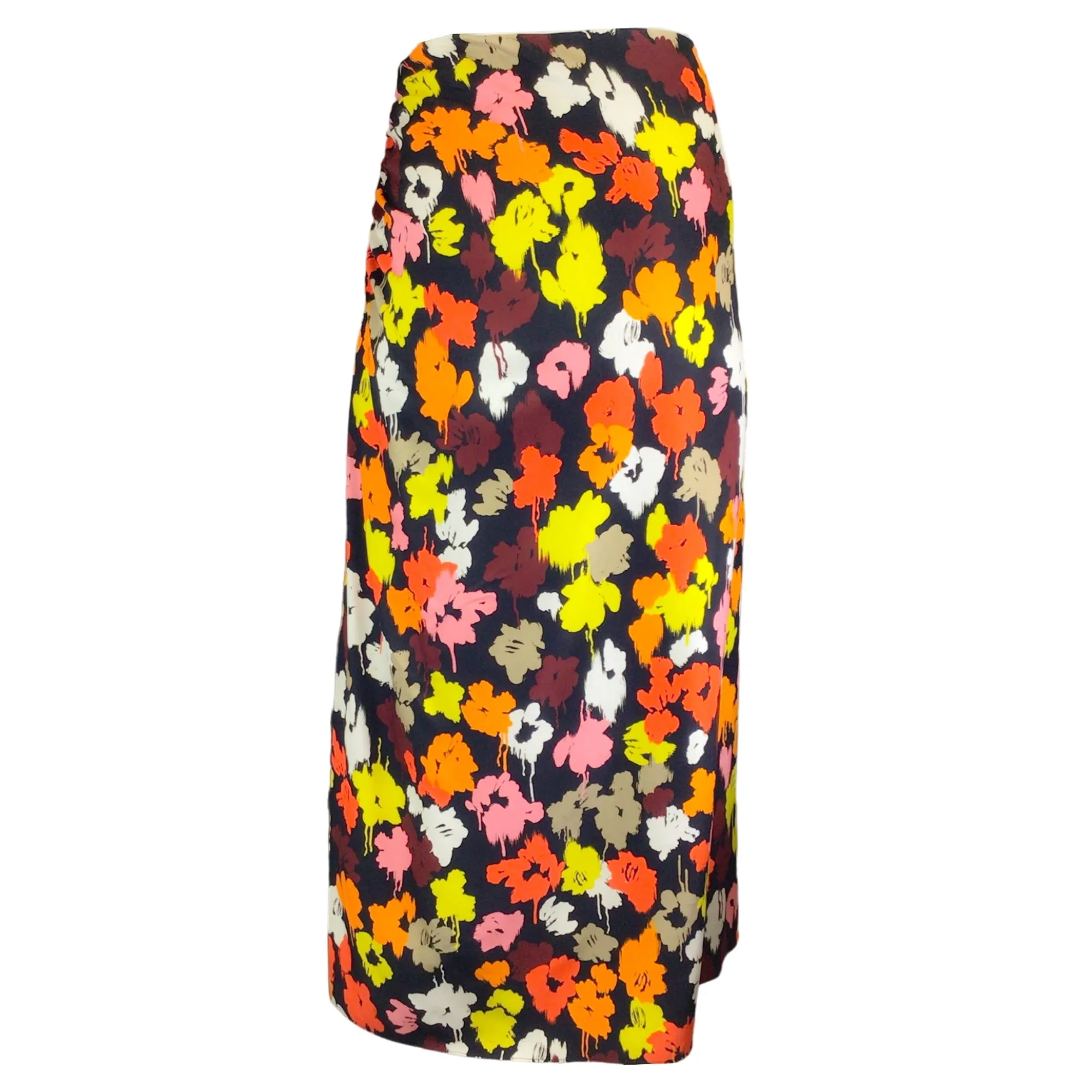 Maison Rabih Kayrouz Black Multi Floral Printed Viscose Midi Skirt