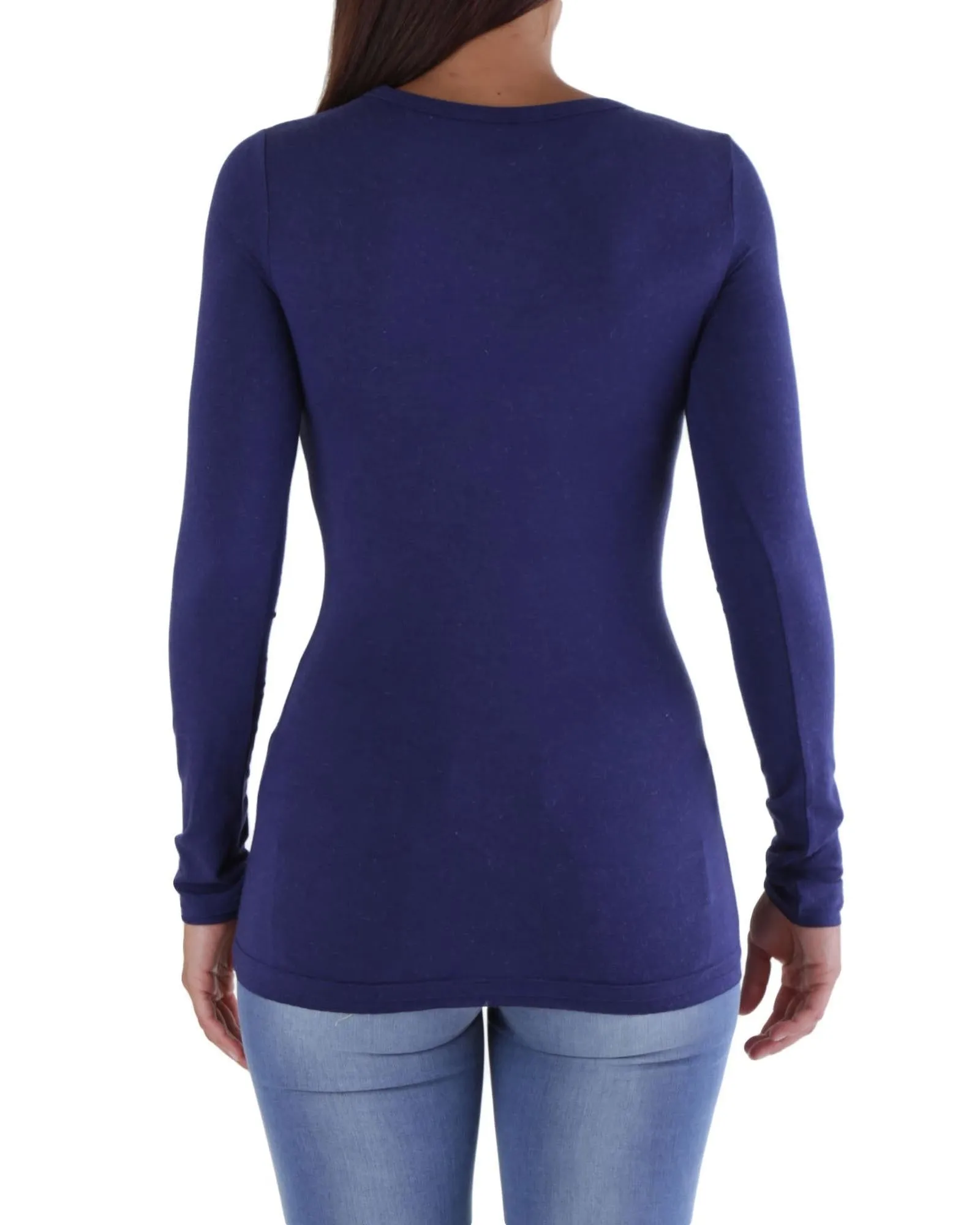 Met Women's Long Sleeve Top Rhinestone Web Blue