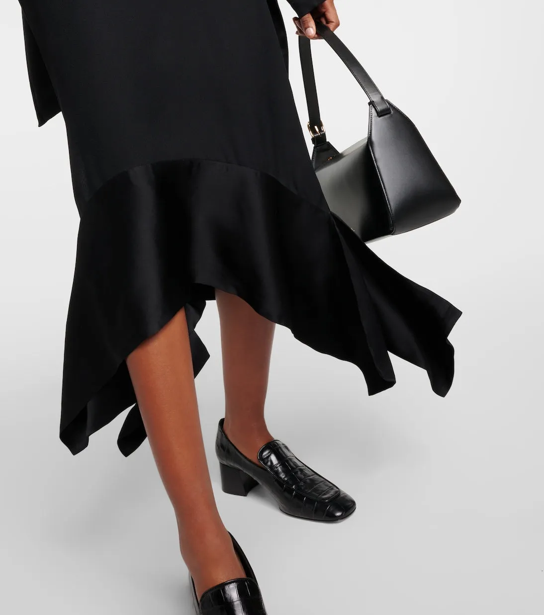 Midi skirt in crepe and satin Toteme, black