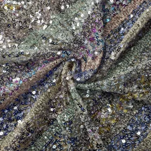 Multicolor Sequins Embroidery Net Fabric 19903