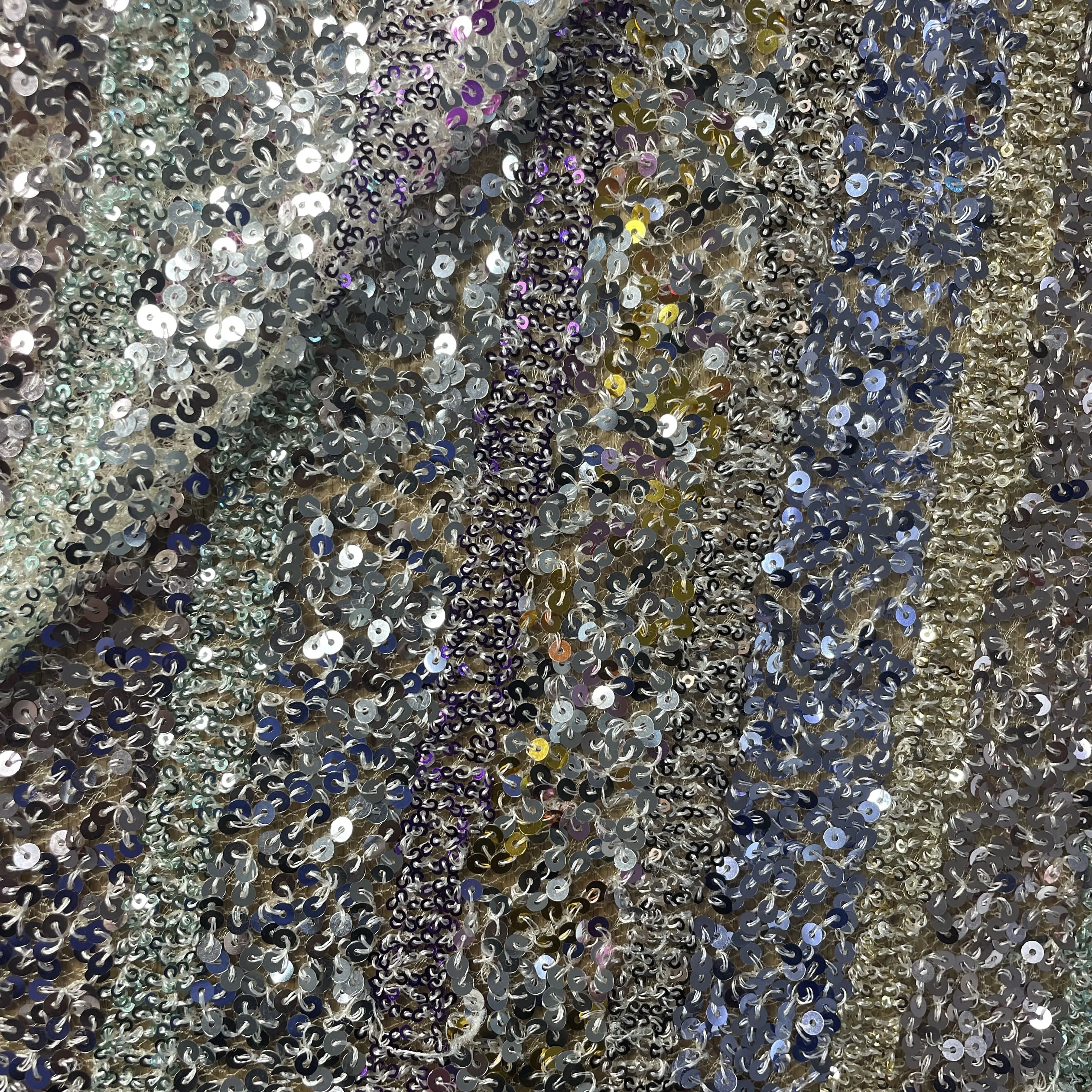 Multicolor Sequins Embroidery Net Fabric 19903